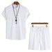 CT 2025 Sommer-Set im chinesischen Stil mit kurzen Ärmeln für Herren, einfarbig, Strandshorts, Hemd, zweiteilig_voghion.com
