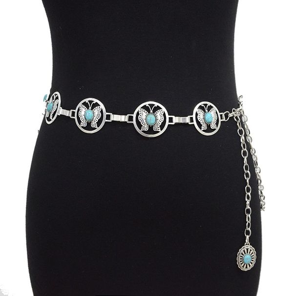 Nieuwe metalen vlinder ingelegde casual tailleketting voor dames met dunne riem_voghion.com