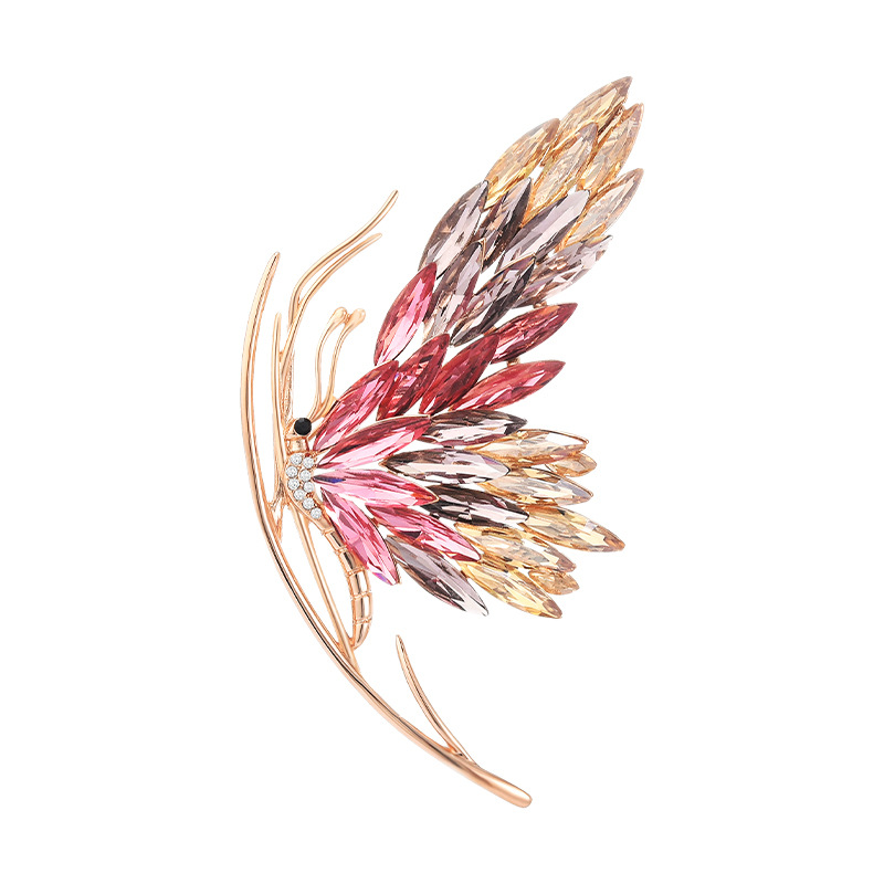 New autumn winter high-end French gradient Austrian crystal elegant temperament butterfly and brooch accessories_voghion.com