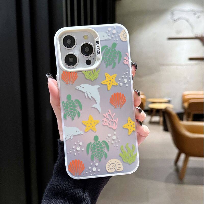 Summer Cartoon Ozean Schildkröt Hülle fir Xiaomi POCO X6 X5 X3 NFC F3 F4 GT F5 F6 M6 Pro 4G M5S C65 Mi 13T 12T 14 13 12 11 Lite 5G NE_voghion.com