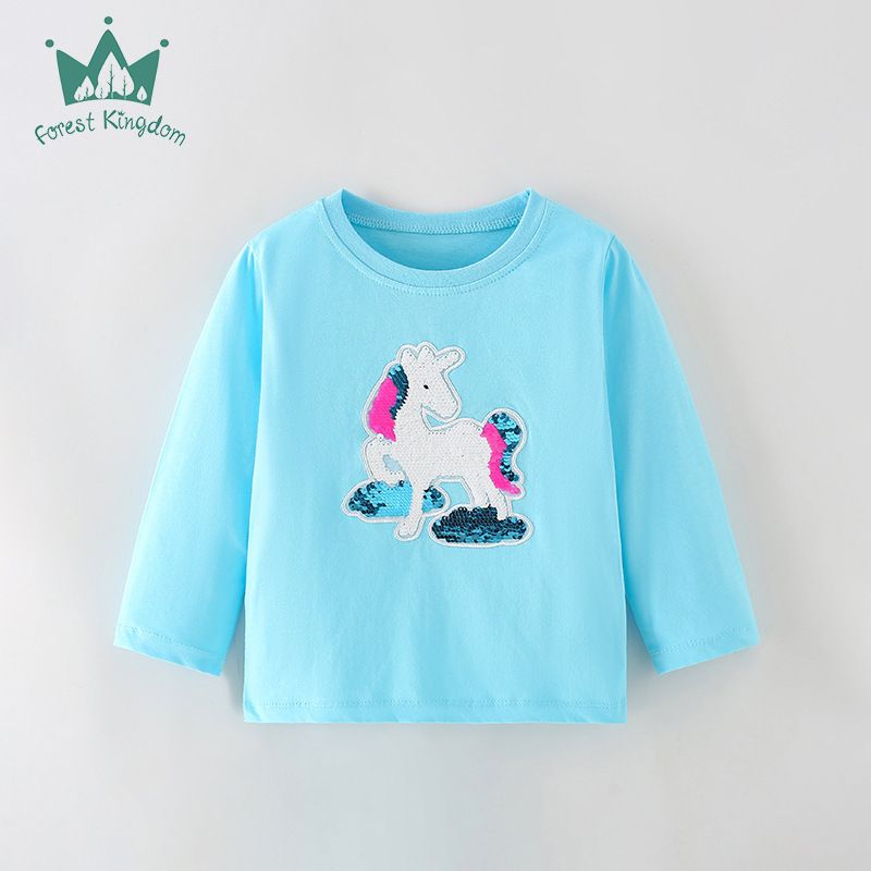 Ropa para niños, camiseta de manga larga de otoño para niñas, Top de cuello redondo de dibujos animados_voghion.com