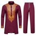 CT Men's Set Stand Collar Gold Foil Print Long Sleeve And Pants Casual Shirt For Men_voghion.com