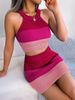 Audday 2025 Spring/Summer Fashion Gradient Color Crop Top And Bodycon Skirt Set Women's Clothing_voghion.com