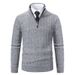 Suéter masculino de malha com zíper e acabamento em pelo grosso, com primer térmico_voghion.com