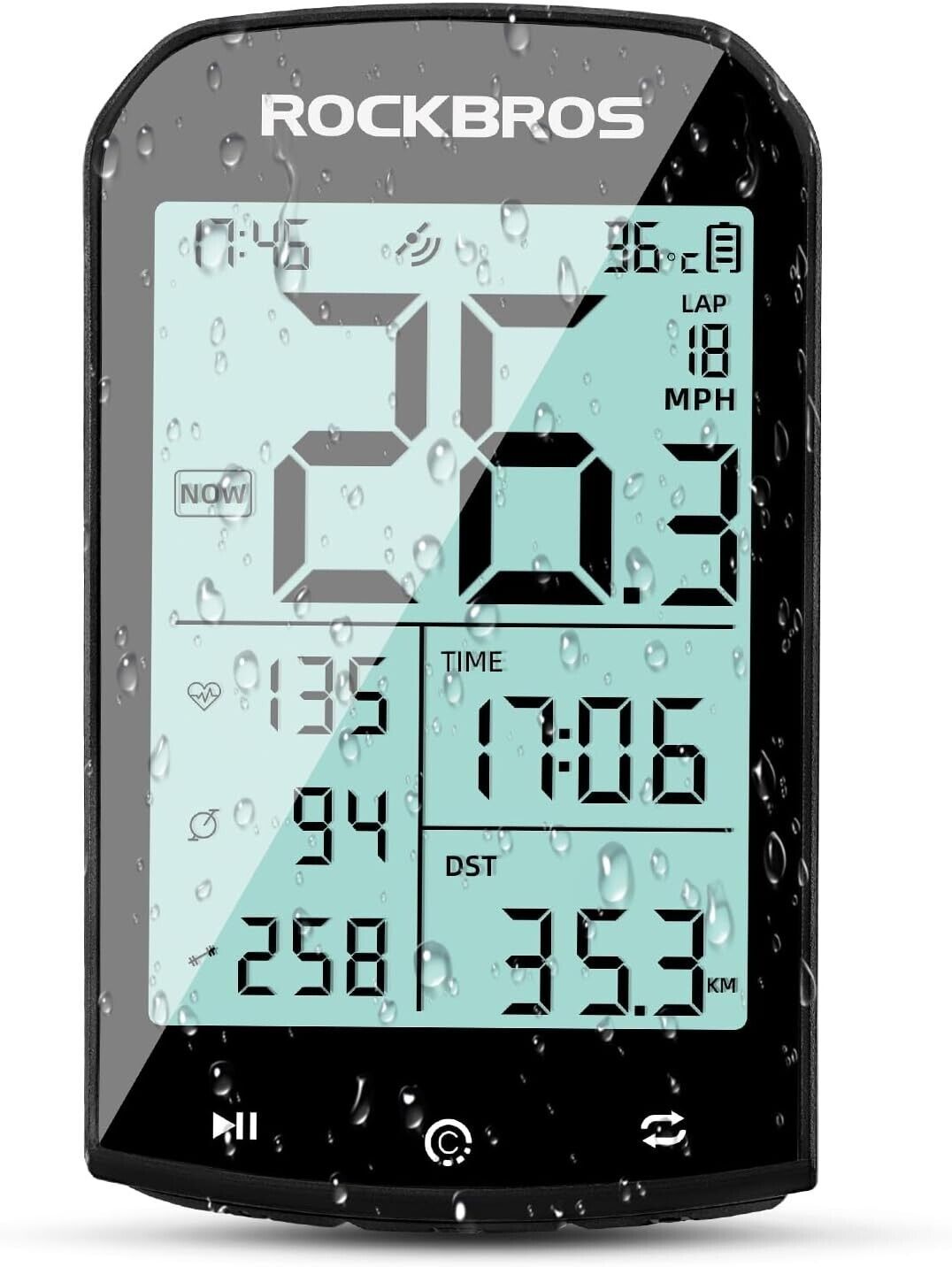 Computadora para bicicleta ROCKBROS con GPS inalámbrico ANT+, velocímetro IPX6 para bicicleta con pantalla LED_voghion.com