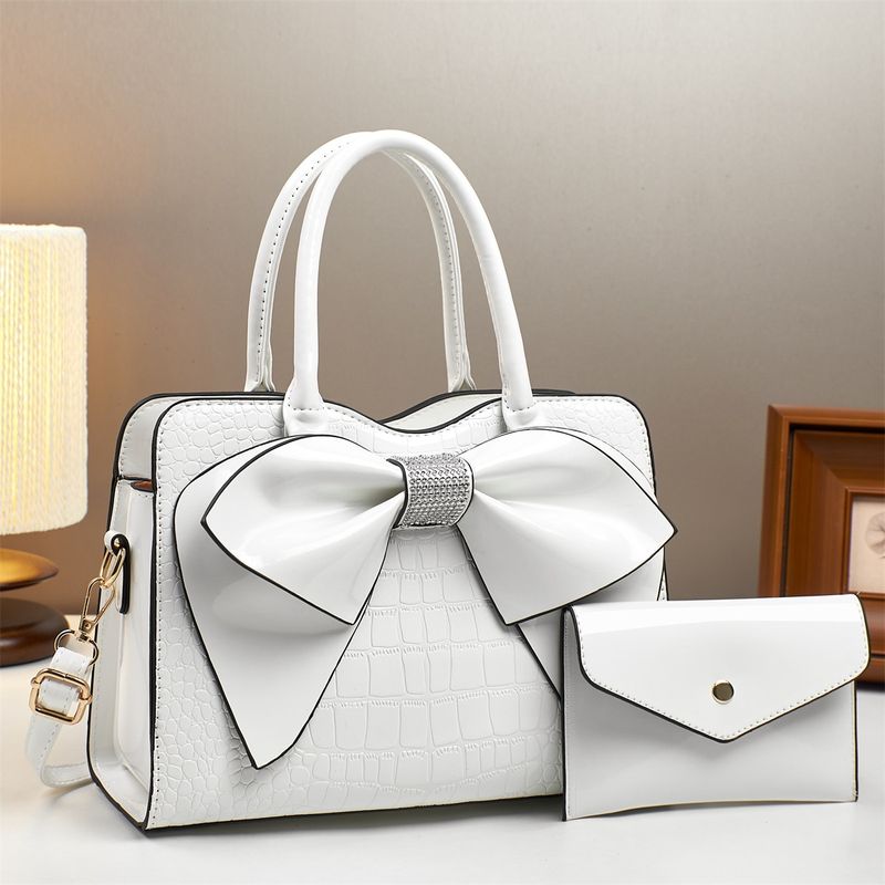 Borsa da donna in due pezzi con fiocco, borsa per mamma e bambino, borsa a mano con texture dal nuovo temperamento, borsa casual da donna_voghion.com