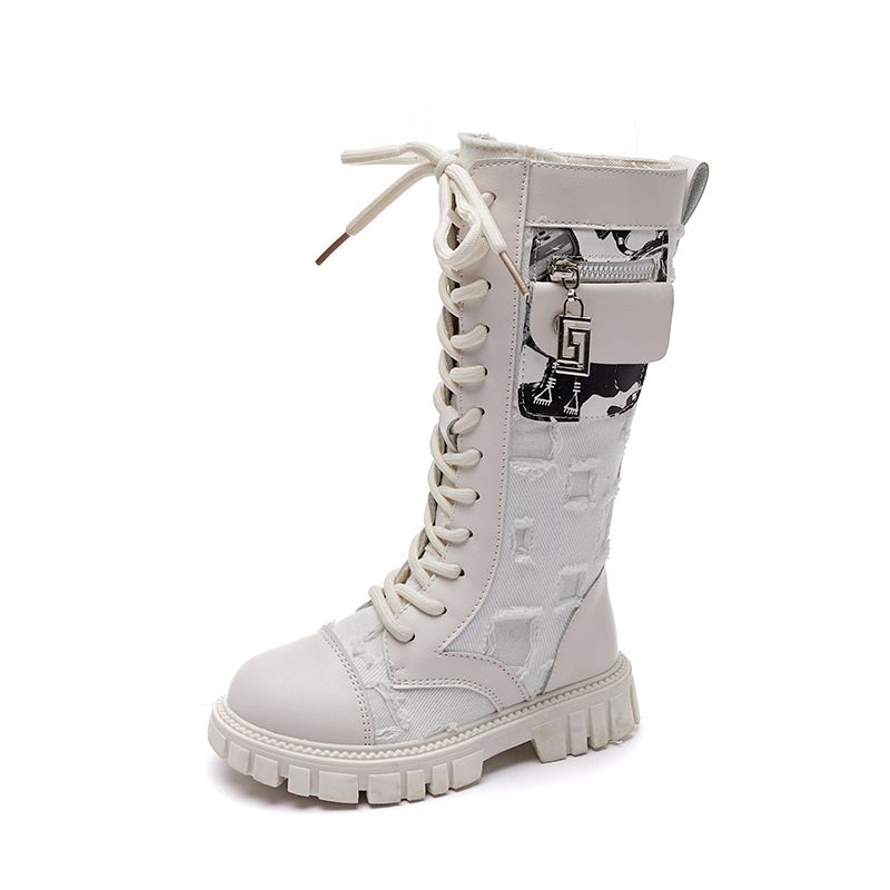 Moud Meedercher Stiefel Hierscht a Wanter Single Stiwwelen Kanner Héich Stiwwelen Rutsch Canvas Bag britesch Stil_voghion.com