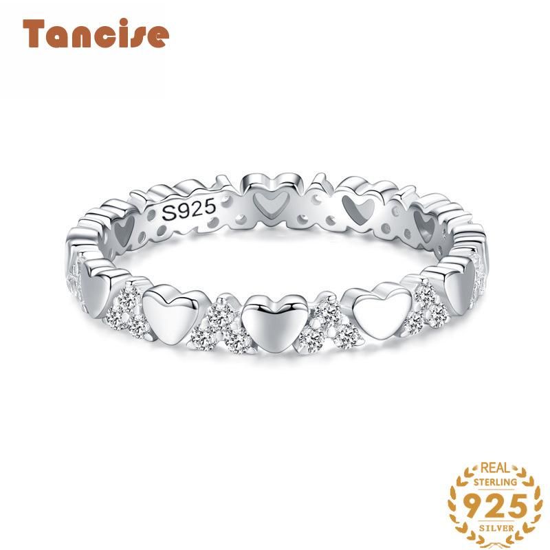  Tancise Classic Zircon Ασημένιο Δαχτυλίδι Γυναικείο κόσμημα Γαμήλιο δώρο υπόσχεσης για πάρτι_voghion.com