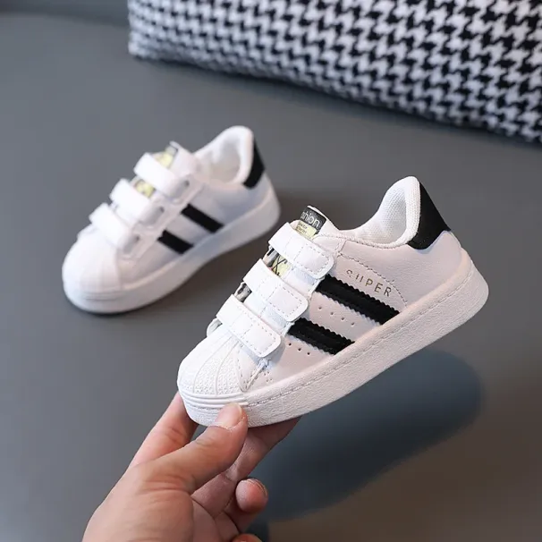 Children's Kids Fashion Design White Non-slip Casual Shoes for Boys Girls Hook Breathable Sneakers Toddler Outdoor Shoe_voghion.com