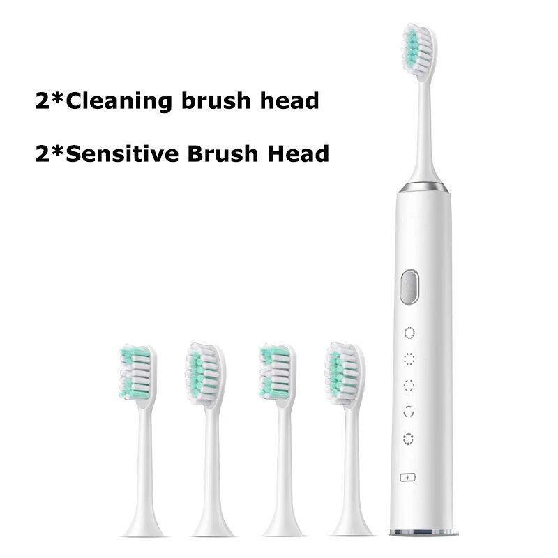 Cepillos de dientes eléctricos de cerdas suaves para adultos, magnéticos, ultrasónicos, recargables, con temporizador inteligente, alta frecuencia y baja_voghion.com