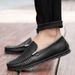 Genuine Leather Men's Shoes Spring Top Layer Cowhide Black Flat Slip-On Loafers Soft Surface Large Size Trendy Brand_voghion.com