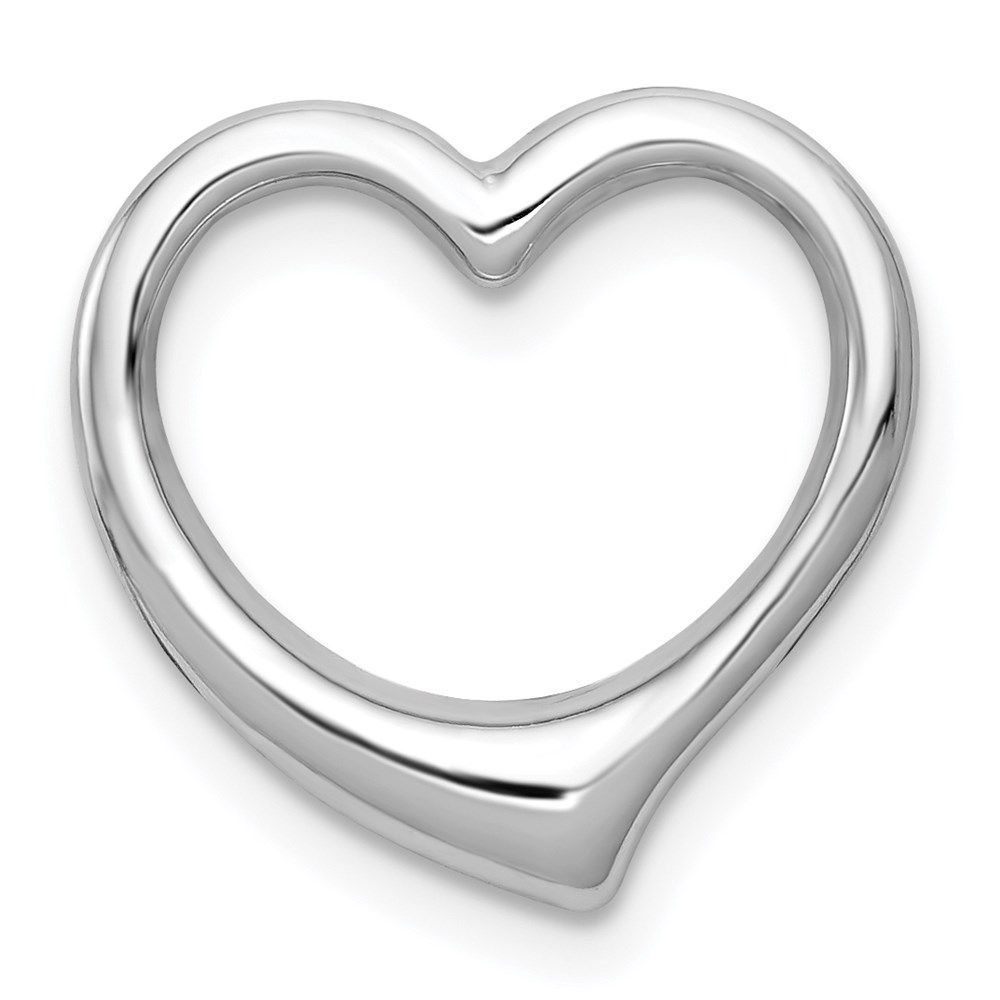 14K White Gold Polished Heart Chain Slide_voghion.com