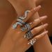 Set di anello e bracciale per donna, motivo di nicchia, design a serpente spirituale, anello in argento antico, anello unisex_voghion.com