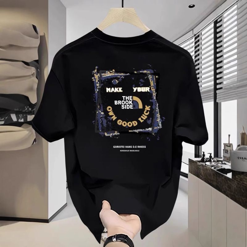 New Cotton Half Sleeve Tops Fashion Trend Round Neck Slim Printed Short Sleeved T Shirt _voghion.com