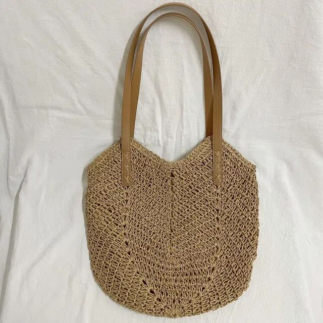 Weben Tote Tasche Weibliche Böhmischen Schulter Taschen für Frauen 2022 Sommer Strand Stroh Handtaschen und Geldbörsen Dame Reise Einkaufstaschen_voghion.com