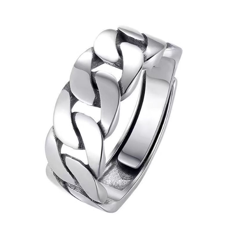 Woven Cuban Chain For Men Single Personality Cool Hip-Hop Punk Style Open Ring_voghion.com