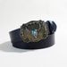 Ceinture de cowboy western avec boucle tête de taureau - Ceinture en cuir vieilli vintage pour homme, motif punk en relief avec motifs tribaux_voghion.com