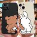 Funda con dibujos divertidos de conejo y oso para Samsung Galaxy S25 S24 S21 FE S22 S23 Ultra A35 A33 A55 A53 A54 A15 A16_voghion.com