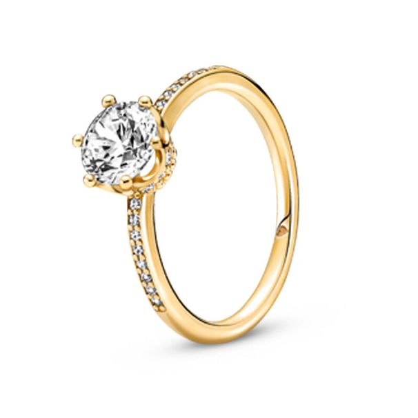 Anello con pietra singola trasparente Pan Shining Crown 168289C01, da regalare alla fidanzata, di alta qualità_voghion.com