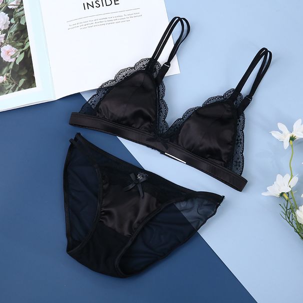 Abbigliamento da donna Dolce reggiseno a coppa triangolare francese in raso senza anello in acciaio coppa in spugna intimo intimo sottile e confortevole_voghion.com