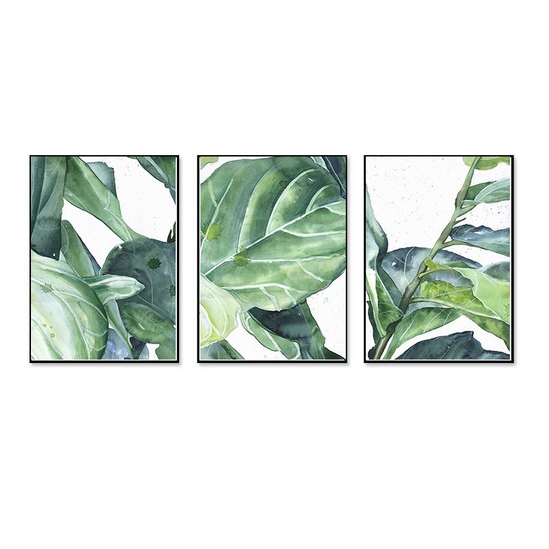 Nordic INS Style Triple Green Plant Oil Canvas Decorative Painting Core_voghion.com