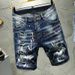 2025 Style Handmade Distressed Jeans Herren Einzigartige Shorts High-End D2 Painted Mittellange Hose_voghion.com