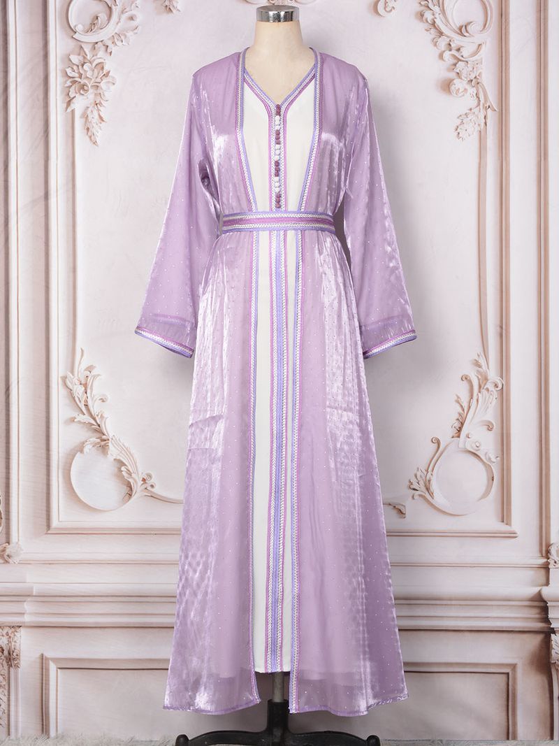 Robe de soirée de luxe deux pièces pour femmes musulmanes, tenue de soirée légère et tendance, taille haute_voghion.com