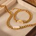 Collier et bracelet élégants en chaîne cubaine pour femmes, bijoux tendance en acier inoxydable, plaqués or, accessoires de fête, 1 pièce/2 pièces_voghion.com