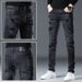 Paint dot high-end black small straight leg jeans stretch slim fit autumn and winter men's pants splash point_voghion.com