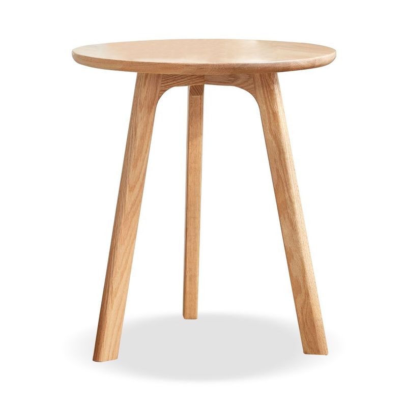 Round End Table- Small End Table Side Table Coffee Table Bedside Table Night Stand For Living Room Bedroom &amp; Balcony, 100% Natural Solid Oak Woo_voghion.com