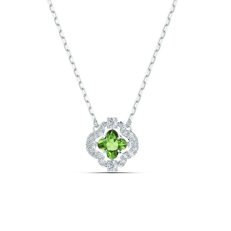 Collana con quadrifoglio a forma di cuore pulsante, elemento femminile, catena intelligente per clavicola in cristallo_voghion.com