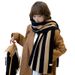Korean version new contrasting striped knitted women's autumn winter students, warm and versatile, neck protection for_voghion.com