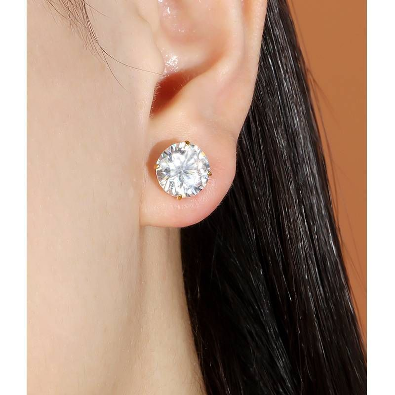 Orecchini in argento Sterling con quattro griffe da 8 mm, intarsiati con zirconi, di alta qualità._voghion.com
