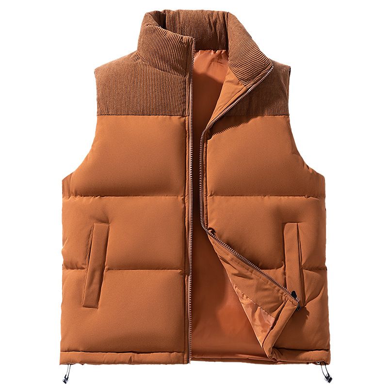 New men's color blocked wint, thickened warm without sleeves. High quality windproof vest for youth in autumn and_voghion.com