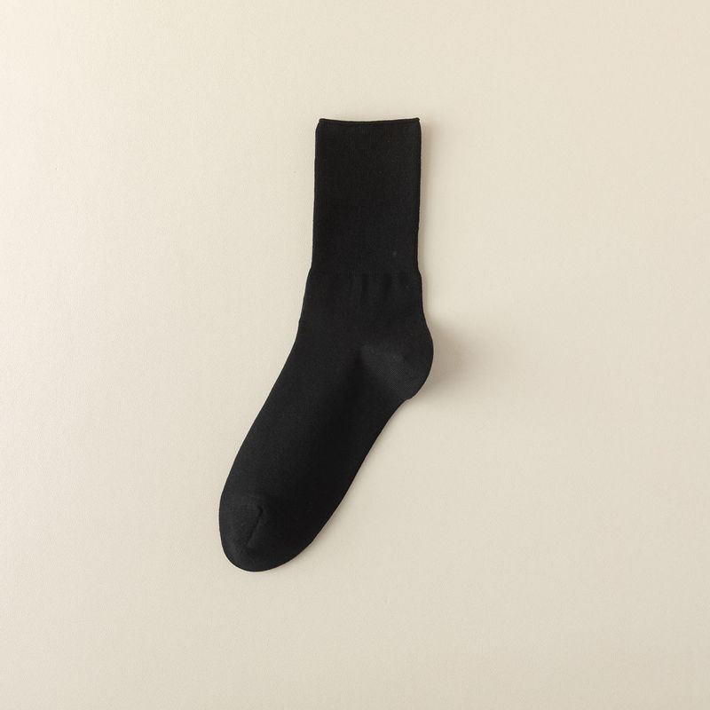 Herrensocken im Herbst und Winter, mittellange Socken aus reiner Baumwolle mit Anti-Pilling-Effekt, große, lange Socken, lässige Herrensocken in Volltonfarbe_voghion.com