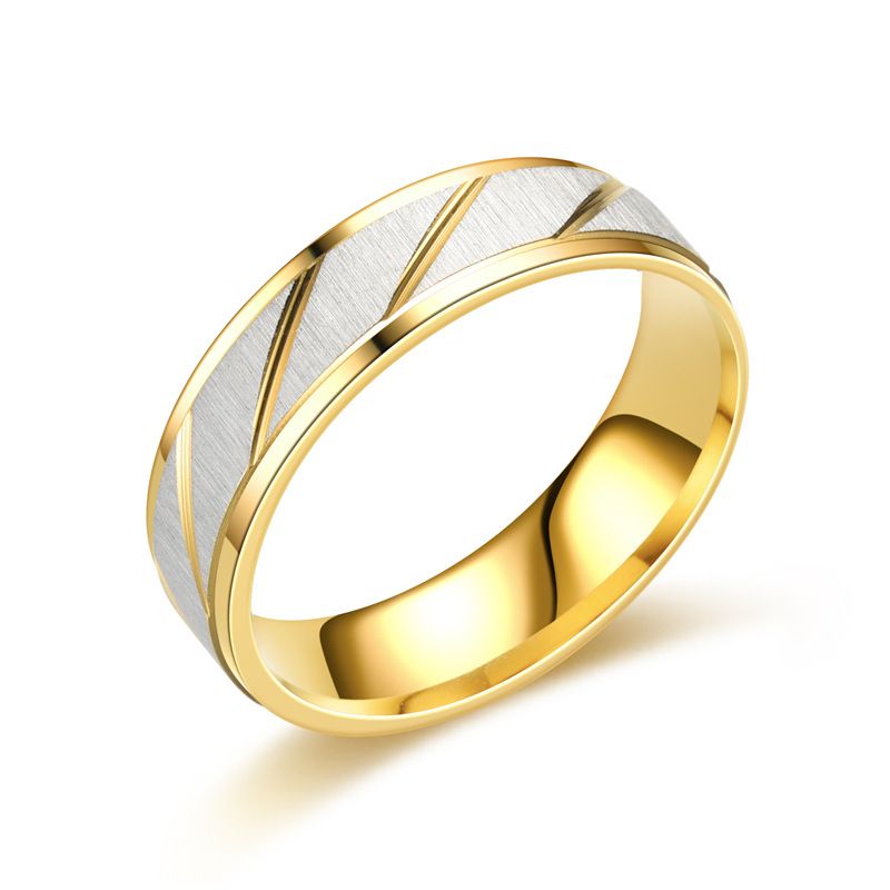 Korean Version Of Ligh Luxury Ianium Seel Wih Diagonal And Conrasing Colors For Couples, Rendy Ail Ring_voghion.com