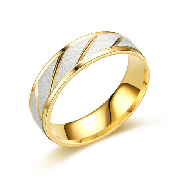 Korean Version Of Ligh Luxury Ianium Seel Wih Diagonal And Conrasing Colors For Couples, Rendy Ail Ring_voghion.com