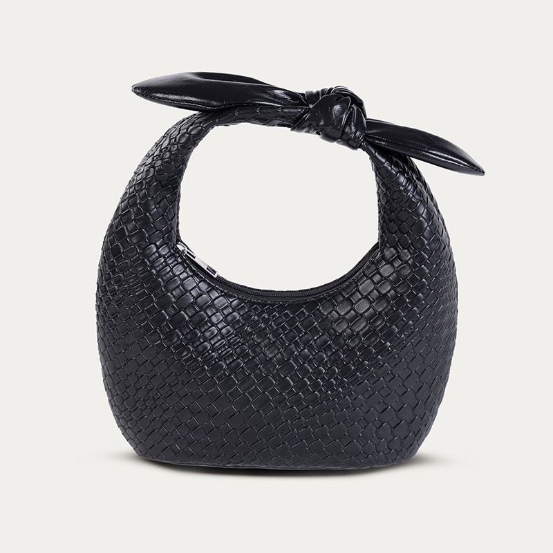 Elegant Woven Bags For Women Autumn And Winter Woven Pattern PU Handbag Half Moon Women's Bag_voghion.com