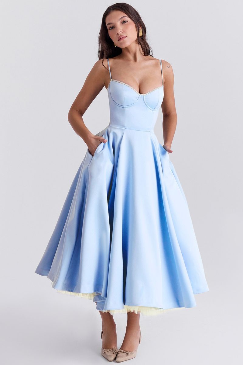 Damenbekleidung Frühling und Sommer High-End-Satin-Tube-Top Schwere Taillen-Hosenträger Sexy Hot Girl Mittellanger Rock_voghion.com