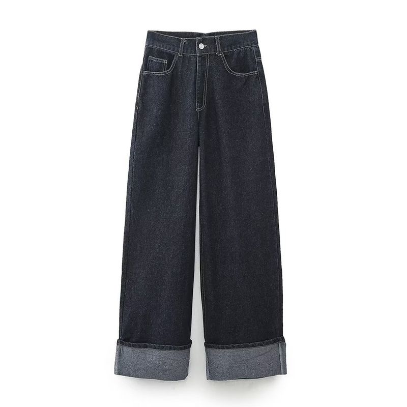 Women's INS Denim Jacket And Flared Cuffed Pants Set_voghion.com