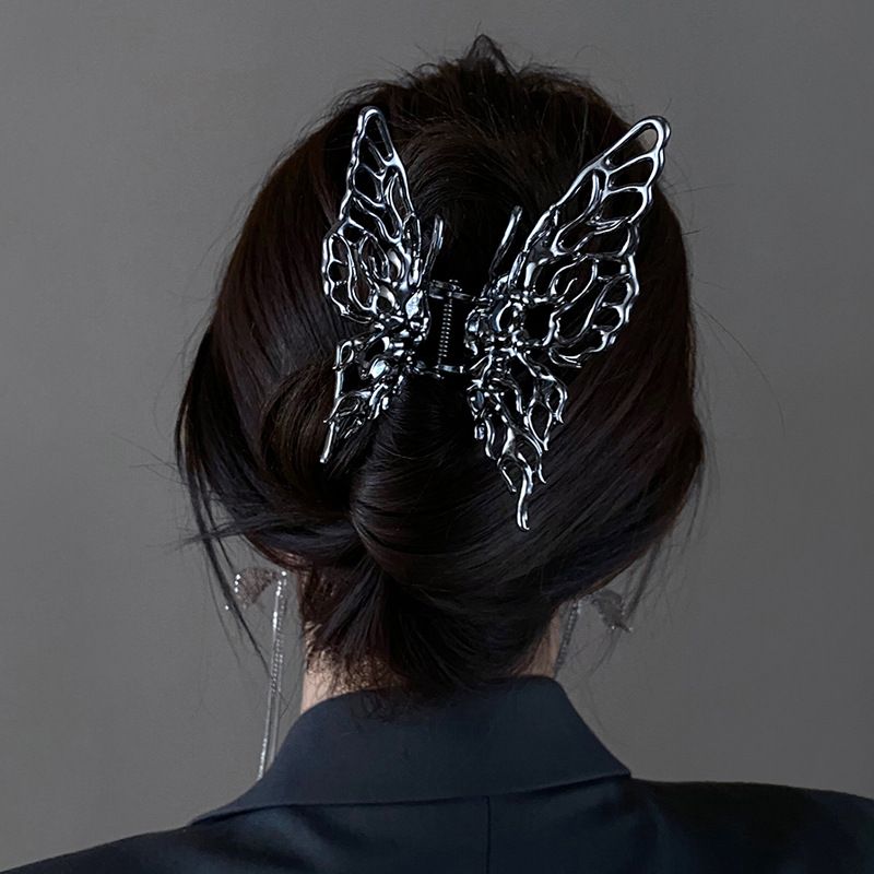 Clipe de cabelo de borboleta líquida de metal coreano para mulheres, grampo de cabelo para trás, grampo de cabelo, bandana geométrica, acessórios de cabelo por atacado_voghion.com