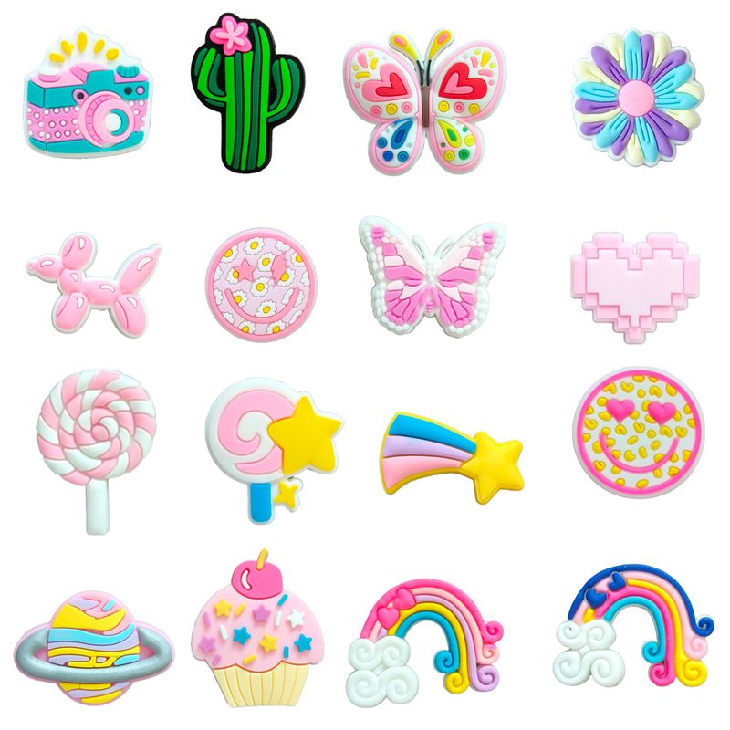 16 Sets Of Cartoon Small Fresh Cute Shoes Flower Shoe Buckle Soft Glue DIY Shoe Accessories Accessories_voghion.com