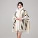 Women's Coat With Fringe Hooded Warm Cape, Terry Cloth Lining, Thickened Wool, Oversized Cardigan_voghion.com