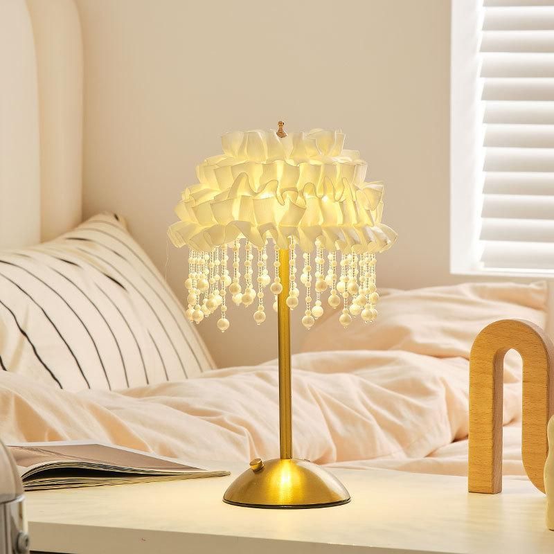 Nuova atmosfera nordica creativa per ragazze, lampada da tavolo piccola ricaricabile con nastro, romantica e accogliente, da comodino per camera da letto_voghion.com