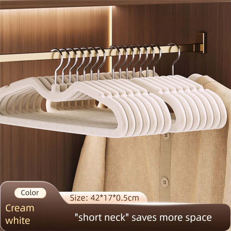 Beflockte Kleiderbügel für den Heimgebrauch, rutschfest, spurlos, verdickter kurzer Hals für den Hausgebrauch_voghion.com