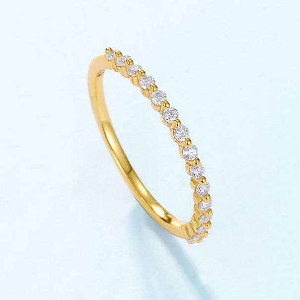 Semplice e abbagliante anello moissanite S925 placcato in argento 10k con intarsi in oro 10k, anello di lusso leggero con pietre preziose colorate_voghion.com