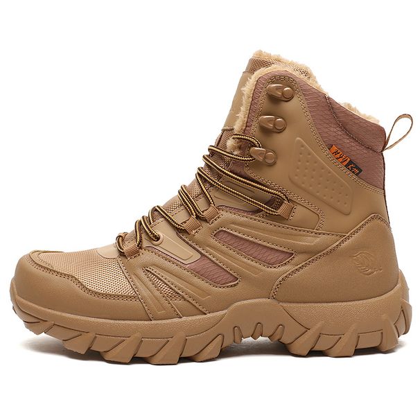 Hiking Combat Boots, High-top Work Boots, Martin Boots, Fleece-lined Warm Snow Boots_voghion.com