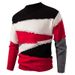 Pull col roulé pour homme - Pull en maille à blocs de couleurs, tissu épais et chaud, coupe ample et décontractée pour adolescents et jeunes adultes._voghion.com