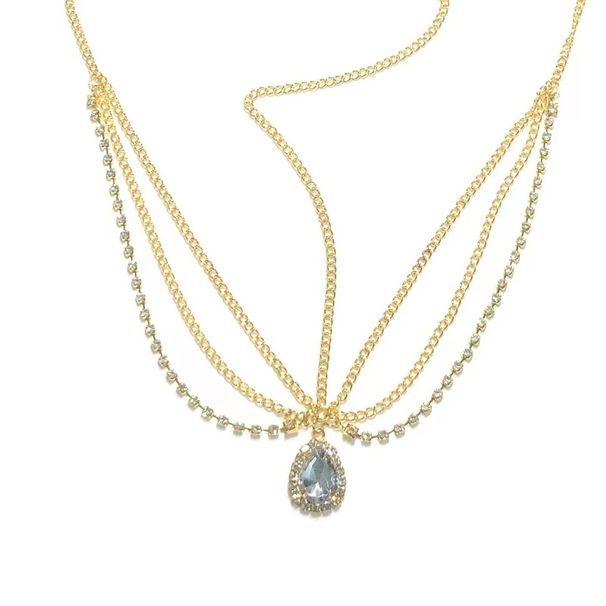 Stirnschmuck Augenbrauenanhänger Kopfschmuck Stirnkette Wassertropfenkette Böhmische ethnische Prinzessinnenkette_voghion.com
