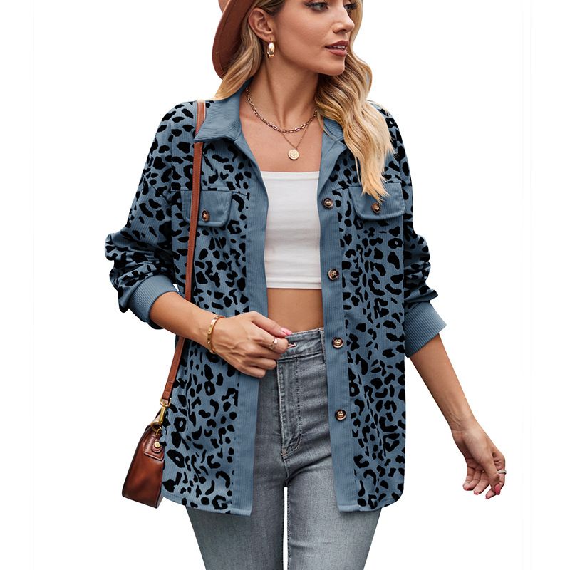 Women's Clothing leopard print button long sleeved jacket shirt coat_voghion.com